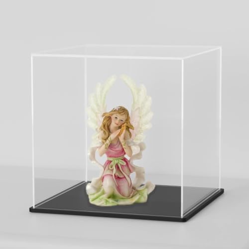Image of Qzix Premium Clear Acrylic Display Showcase Box with Black Base | Dust-Resistant Transparent Display Case for Action Figures, Collectible Toys & Memorabilia Storage (5x5x5 Inch)
