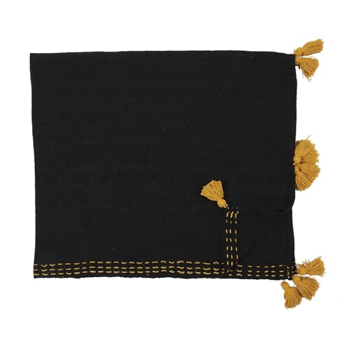 TXO0061 - Jete De Canape con pompon 130 x 150 cm colore: nero