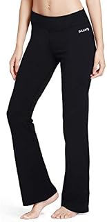 BALEAF Women's Bootcut Regular/Tall High Waisted Yoga Pants Bootleg Indoor Cotton Pants Black