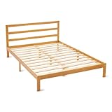 Amazon Basics King Bed Frame with Headboard, Solid Pine Wood with Bed Slats, 150 x 200 cm, King, Oak Finish