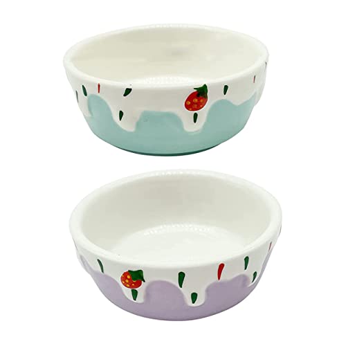 BCOATH 2Pcs Ceramic Pet Food Bowls for Animals Durable Hamster Feeding Bowls with Smooth Surface Easy to Clean Compact for Hamsters Hedgehogs and Mice