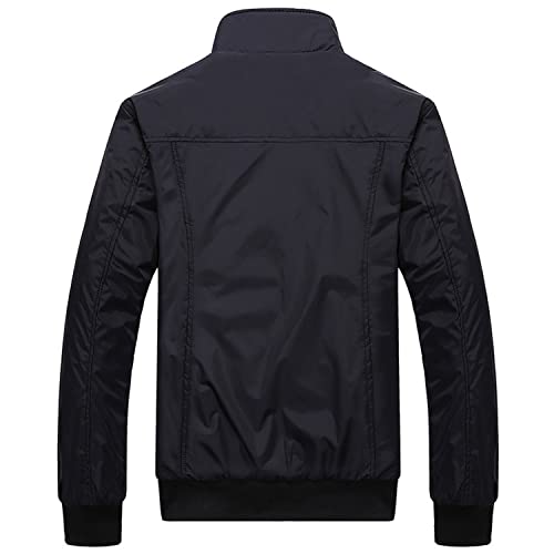 Image of Jinda Men's Windbreaker Full Zip Jackets Pocket Outdoor Spring Classic Mock Neck Hoodless Long Sleeve Outerwear