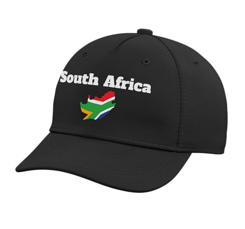 South Africa Flag Souvenir Safari Lover South Africa map Adjustable Printed Baseball Hat, Black