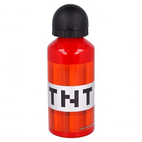 ILS I LOVE SHOPPING MINECRAFT TNT - Botella deportiva de aluminio para niños, 400 ml, con boquilla retráctil