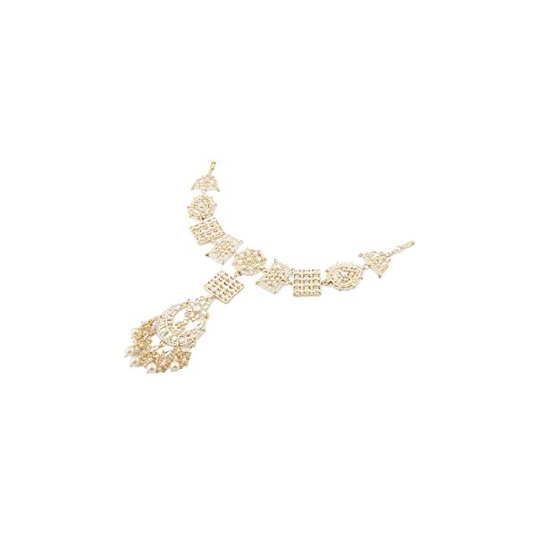 Zaveri Pearls Gold Tone Bridal Kundan Push Back MathaPatti Style Maangtikka For Women-ZPFK13066 - Image 6