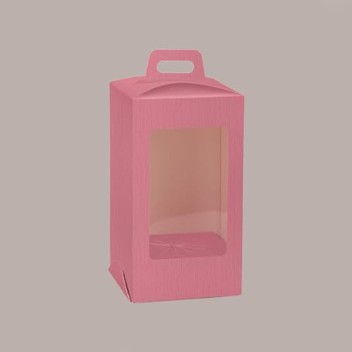 Lucgel Scatola Porta Uovo Cioccolato con Fondo in Carta Fucsia Golosa con Finestra Trasparente 18x18H29 cm - 5 pezzi