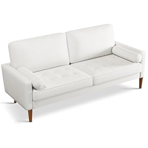 Vesgantti 68″ Beige Velvet Couch, Comfy Sofa Couch with Spring Cushions, Loveseat Sofa for Bedroom, Sturdy Wooden Small Couch for Small Spaces, Modern 3 Seater Sofa with Tufted Seat, Living Room Couch