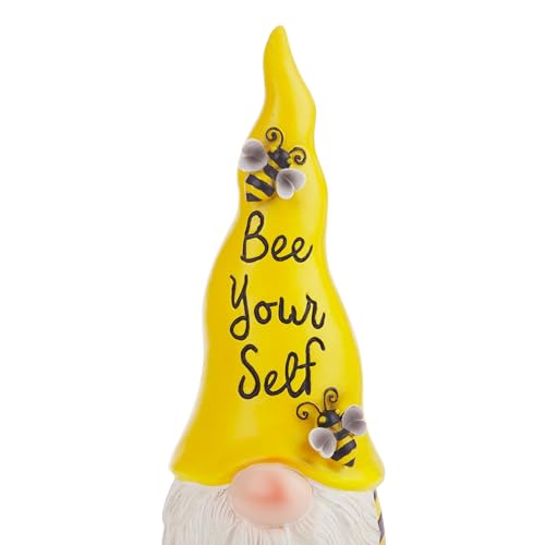 Alpine Corporation 12" H Bee Yourself Indoor/Outdoor Garden Gnome Statue,