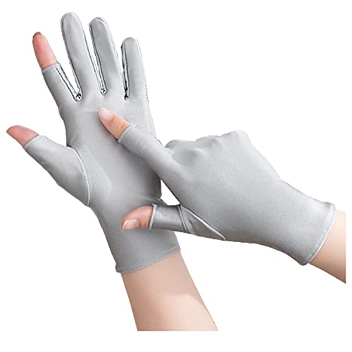 MeiPing Gants Sans Doigts Gants De Conduite De Cyclisme D'Été Gants De Protection Solaire Anti-Uv Gants À Écran Tactile Demi-Doigt, Taille unique Cover