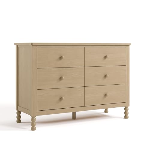 Storkcraft Rio 6 Drawer Dresser (Driftwood) GREENGUARD Gold Certified Wood Dresser for Bedroom Kids & Nursery Storage Chest Safety Interlocking Drawers Pre-Installed Tracks Kids Chest