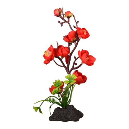 Arreglos de ciruelo artificial japonés con base de piedra para centro de mesa 2
