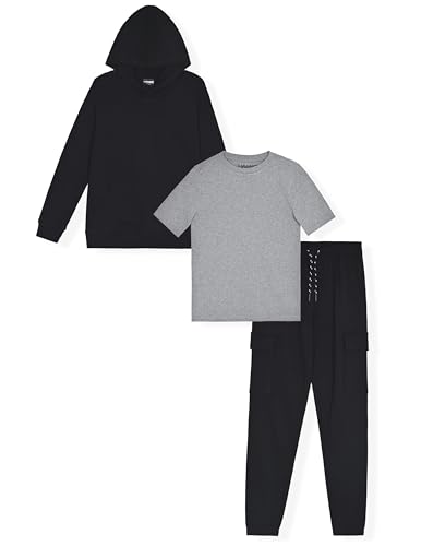 Image of TONY HAWK Boys Jogger Set 3-Piece Kids Clothing Outfit with Hoodie, Sweatpants & T-Shirt