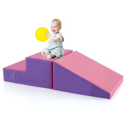 Olakids Climbing Toys for Toddlers, Indoor Baby Foam Climbing Blocks Soft Play Set with PU Leather, Kids Climb and Crawl Playset Sliding Activity Structure Gym Playground Climber