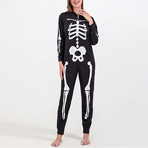 Pijamas Syrisora ​​Família Halloween Impressão Esqueleto Pijama Uma Peça Roupas de Pijamas para Fest