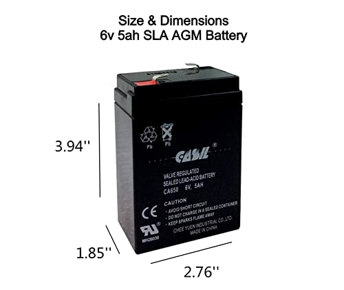 Casil 6V 5Ah Amp Agm Sla Rechargeable Battery Replaces 4Ah 4.5Ah #TOP3