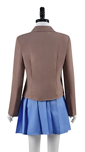Women Monika Sayori Yuri Cosplay Dress Monika School Uniform Skirt Halloween Outfit (Brown, Large)