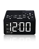 Digital Alarm Clock Radio with AM/FM Radio, Presets, Scan, Dual Weekday/Weekend Alarms, Snooze, Sleep Timer and Dimmable 4.7' LED Display for Bedroom, Living Rooms, Kitchens, Offices, etc (White)