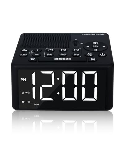 Digital Alarm Clock Radio with AM/FM Radio, Presets, Scan, Dual Weekday/Weekend Alarms, Snooze,