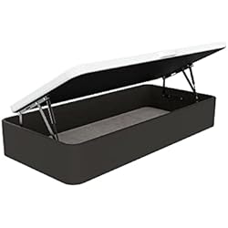 Canapés Juveniles Topdormitorios - Canapé abatible de Gran Capacidad - Diseño Juvenil - Apertura Lateral - Incluye Subida Gratuita - Polipiel - Black Negro, 105 x 200 cm.