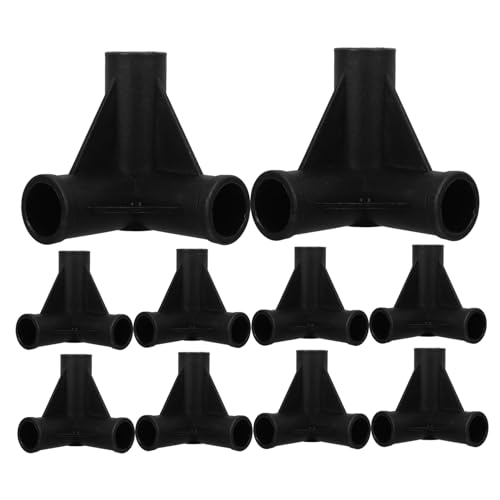 CLISPEED Conectores de Unión de Postes para Tienda 3 Vías 90° en T de 19,2 Mm, Accesorios de Plástico PP Negro para Corralitos Infantiles, 10 Unidades para Montaje Seguro y