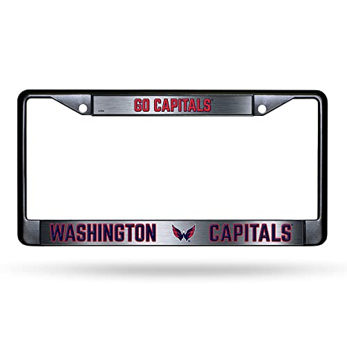 NHL Washington Capitals Go Capitals Black Chrome License Plate Frame - 2-Screw Mount
