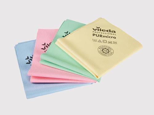 Vileda Professional, Bayeta PurMicro Active, Multicolor, Microfibra, Recubrimiento Pur, Superficies