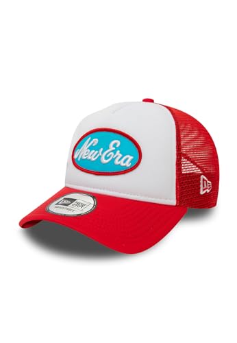 New Era Oval Trucker Adjustable NE Logo Rot Weiß, Size:OneSize