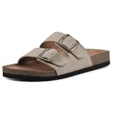 WHITE MOUNTAIN Helga Signature Comfort Molded Double Buckle Footbed Sandal, Sandal Wood/Suede, 10 M