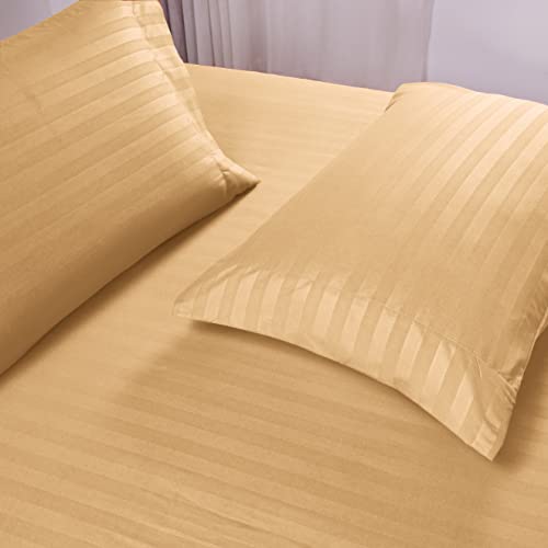 Mocassi Full Stripe Sheet Set - Luxury Hotel 1800 Thread Count Bedding Sheets & Pillowcases - Ultra Soft Breathable & Cooling Bed Sheets - Wrinkle Resistant - 6 Piece Set - Full, Gold #TOP3