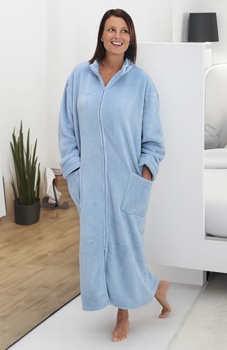 Image of Alexander Del Rossa Long Zip Up Robes, Plush Zipper Robes for Plus Size, Housecoats Zipper Front