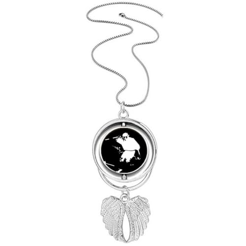 Collier ailes d'ange noir avec illustration sports d'hiver
