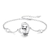 CHENGHONG Raccoon Gifts 925 Sterling Silver Heart Charm Bracelet Raccoon Bracelet Animal Jewelry Gif