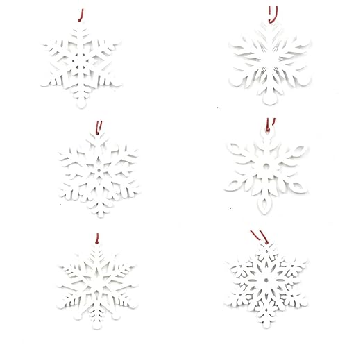 ULDIGI Snowflake Slices 12pcs Christmas Ornaments Wooden Decorations for Tree