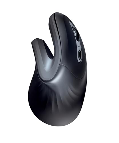 Trust Verro Mouse Wireless Ergonomico, Leggero, Design Ergonomico, Angolo Verticale di 60°, 2 Pulsanti, 600-1600 DPI, Microricevitore USB Riponibile, 10m, Mouse per PC, Laptop - Nero