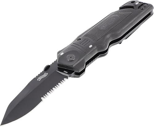 Walther Rettungsmesser ERK, Outdoor Klappmesser, Gurtschneider inkl. Notfallhammer, Emergency Rescue Knife mit Liner Lock, 223 mm lang