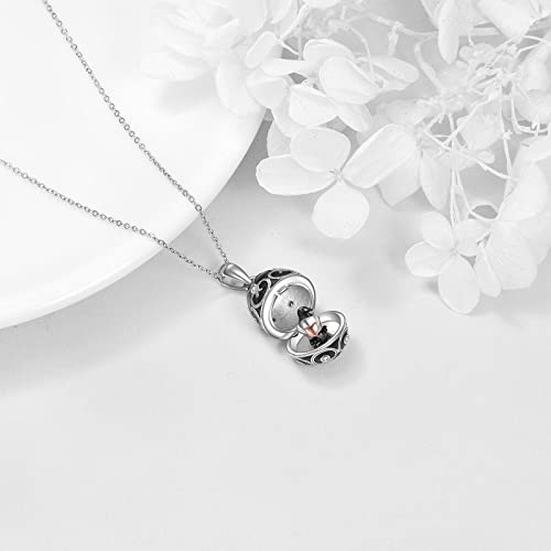 AXELUNA Fox Necklace Sterling Silver Easter Egg Necklace Fox Pendant Animal Jewelry Gifts for Women Girls Birthday Graduation Gift 5