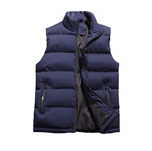 Gilet sans manches homme bleu M : veste d'hiver chaude à col montant