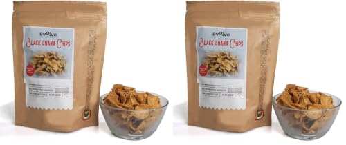 Image of Evolve Black Chana Chips Healthy Snacks for Kids, Adults | High Protein, Gluten Free, Vacuum Fried, Weight Loss Snack, No Additives, Masala Flavor - 100g Pack of 4