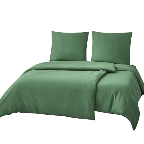 RUIKASI Bettwäsche 135x200 Grün 4teilig - Grasgrün Mikrofaser Bettwäsche-Sets Oeko-TEX, 2 Bettbezüge 135x200cm + 2 Kissenbezüge 80x80cm mit...