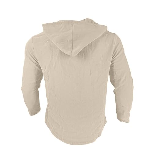 Linen Hoodie Men Casual Summer Hawaiian Untucked Shirts Lightweight Loose Fit Hooded V Neck Button Up Linen Shirts4