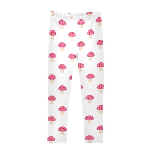 ZZKKO Girls Leggings Mushroom Valentines Day with Hearts Toddler Girls Clothes Leggings for Girls Toddler Girls Leggings 3-4T