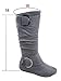TOP Moda Bank-81 Women's Fashion Round Toe Flat Heel Zipper Buckle Slouchy Mi.,Grey,6