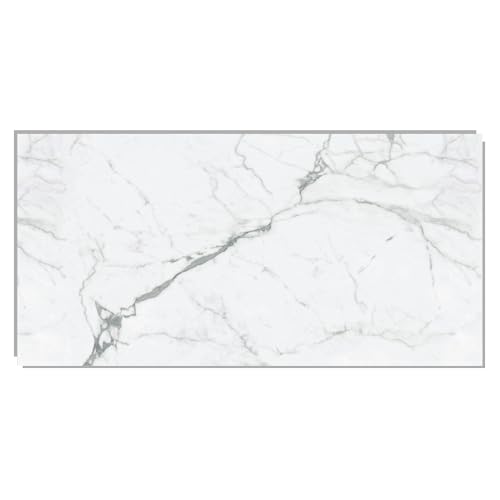 IZODEKOR SPC Panneau mural aspect marbre blanc, 60 x 120 cm, plaque arrière de cuisine, 1 pièce, résistant à l'eau, résistant à la chaleur, protection anti-éclaboussures, revêtement mural en PVC pour