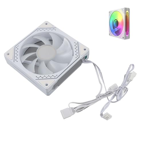 Ventilador de Caja ARGB de 120mm, Ventilador de Caja de PC con Cojinete Hidráulico de 4 Pines, Ventilador de PC de Velocidad de 800 a 2000RPM ± 10% para Refrigerador de CPU (Hoja