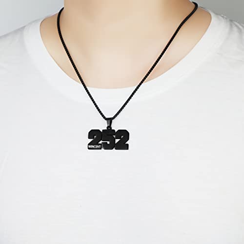 Number Necklace For Boys Personalized Custom Engraved Name With Lucky Number Sports Athlete Team Number Baseball Football Basketball Soccer Number Necklace Birthday Gift For Men Dad Boyfriend Son #TOP3