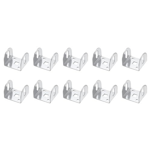 sourcing map 10 Pcs U Bracket for 1.54" Panels, 44 x 39 x 34mm Metal U Shaped Fasteners Brackets for Guardrail or Partitions Connection, Silver