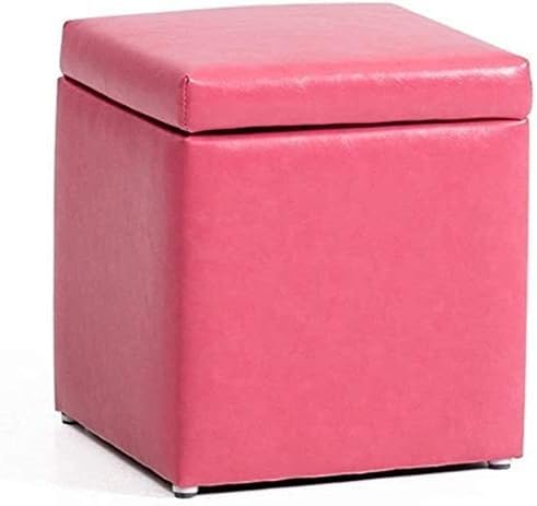 Cadre en bois massif et cuir PU pour ce tabouret de rangement camel