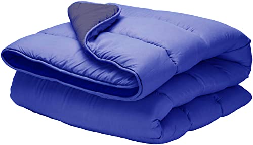 various Colcha Multiuso Bicolor, Fibra 120 gr Colcha Verano Reversible Transpirable Rellno Fibra Hueca siliconada válido para Cama de 90/105 cm, Tamaño 200 x 270 cm Color Azul y Marino