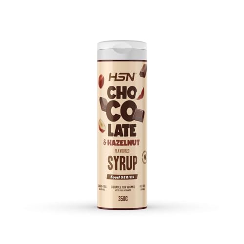 Sirope Chocolate y Avellana Sin Azúcar ni Grasa de HSN | 350 g = 35 Tomas por Servicio | Sabor Intenso Chocolate | Tapón Antigoteo | Apto Dietas Veganas, Keto y Sin Gluten