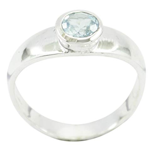 Bague bleue argent sterling 925 véritable pierre précieuse